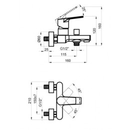 TREYA Смеситель для ванны с коротким изливом, белый матовый