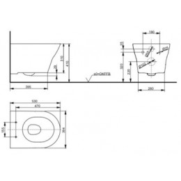 TOTO MH  CW162Y  Унитаз подвесной, 394x530x339мм, безободковый +Сиденье для унитаза MH в комплекте с креплением (металл, пластик)/ WC seat ТОТО TC514G