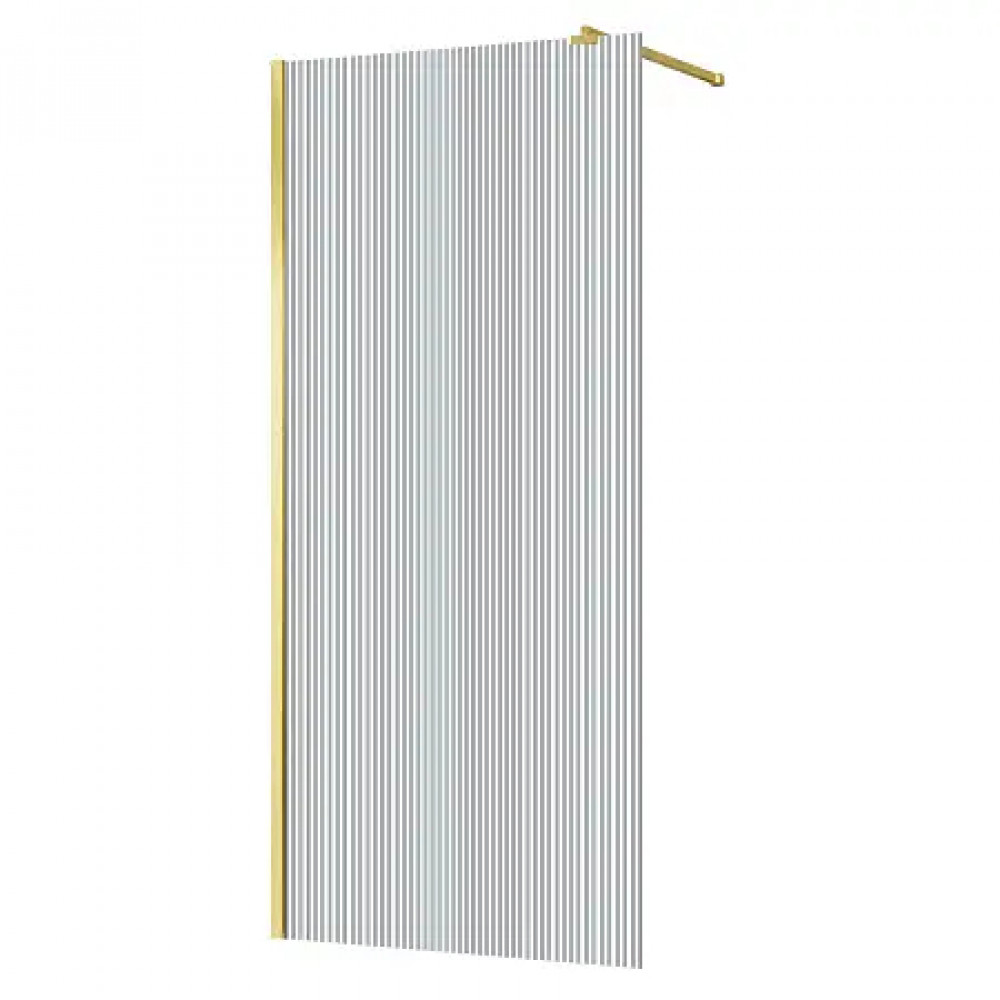 AZ-251-100-BGL-CRF Душевая перегородка Walk-in, 100x195-BGL-CRF, Рифленое стекло 8 мм, профиль брашированное золото