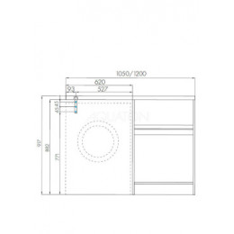 Лондри 105 Раковина ПРАВАЯ БЕЛАЯ