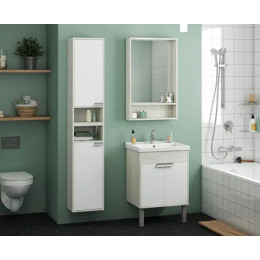 Флай Шкаф 1-створчатый белый, дуб крафт левый