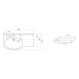 АКВАТОН Коралл-83 прав УМЫВАЛЬНИК
