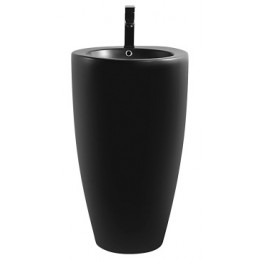 COMELLA Раковина напольная отдельностоящая круглая черная матовая. Размер 500х500х830 мм