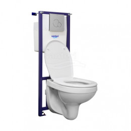 Пэк Альфа комфорт (подвес. унитаз с сиденьем полипр. SC, инсталляция, панель хром. глянец)