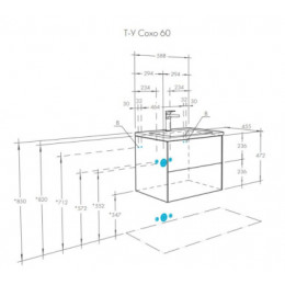 Сохо 60 Тумба Дуб Веллингтон/Графит софт (БЕЗ УМЫВАЛЬНИКА "Элина-60")