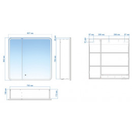 AZARIO зеркало-шкаф Alliance 805х800 Slim сенсор выкл