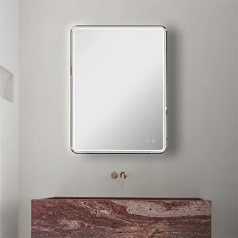 AZARIO зеркальный шкаф с подсветкой+подогрев "Air" 1П 600*800