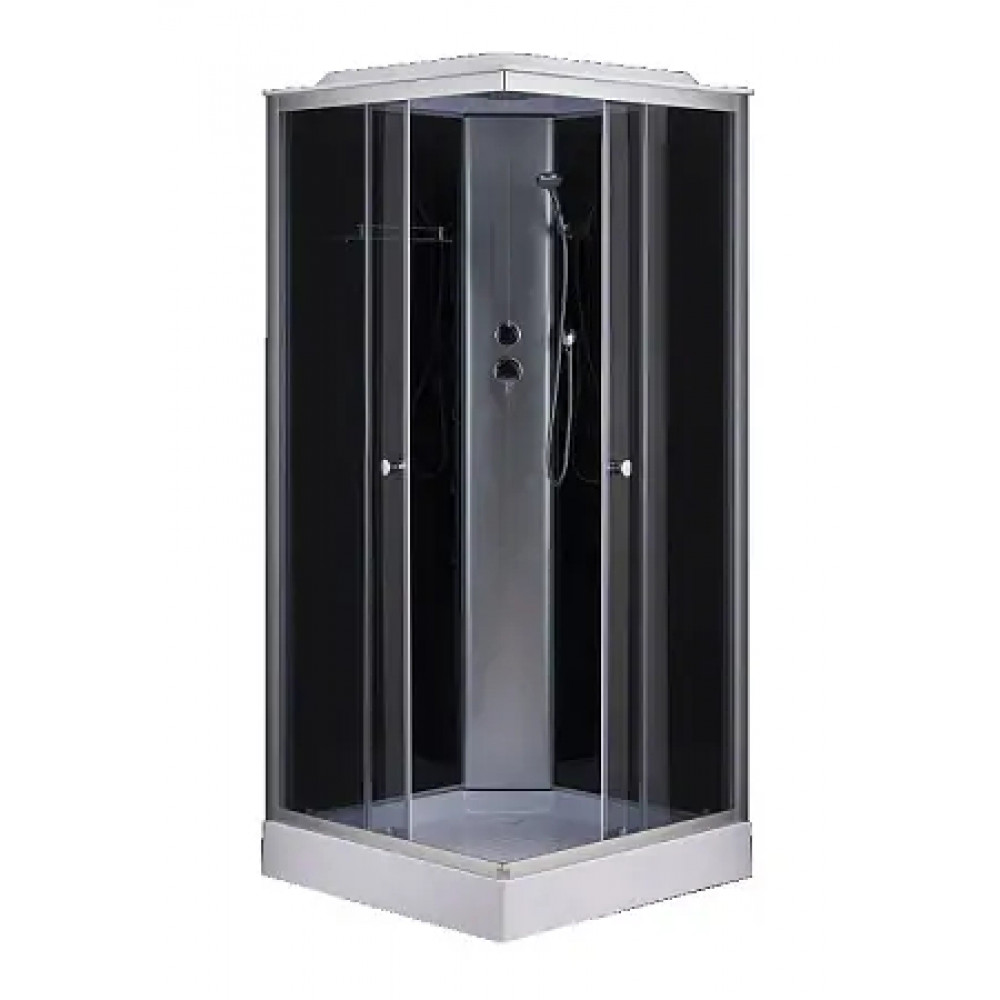 Душевая кабина CS-6411G, 100*100*215 низкая, серая, квадратная, стекло 4мм, поддон 13 см (4 места)