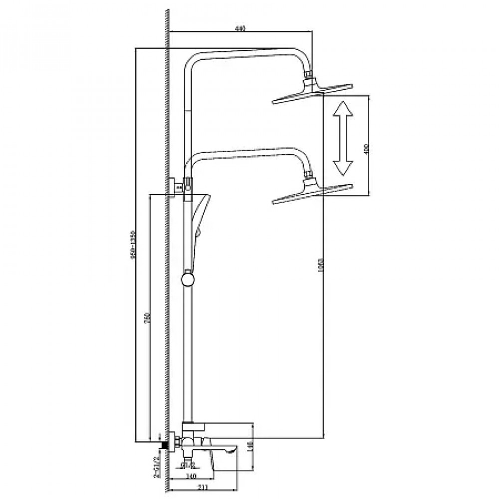 Alanti Душевая система с круглым тропическим душем, серый графит