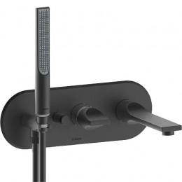 APICE Смеситель для ванны встраиваемый, однорычажный, с ручным душем Slim и шлангом 1500 мм., внешн. черный+APICE Смеситель для ванны встраиваемый, од