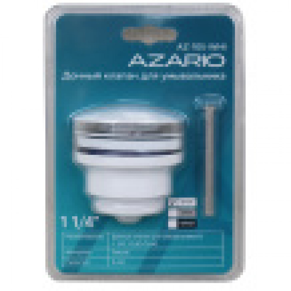 Донный клапан для умывальника G 1 1/4 латунь, БЕЛЫЙ, CLIC-CLAC, блистер. AZARIO, AZ-105-WHI