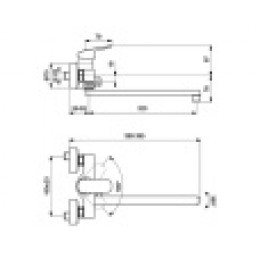 B1741AA CERAFLEX Настенный смеситель для ванны/душа, с керамическим переключателем, монтаж на стандартных эксцентриках