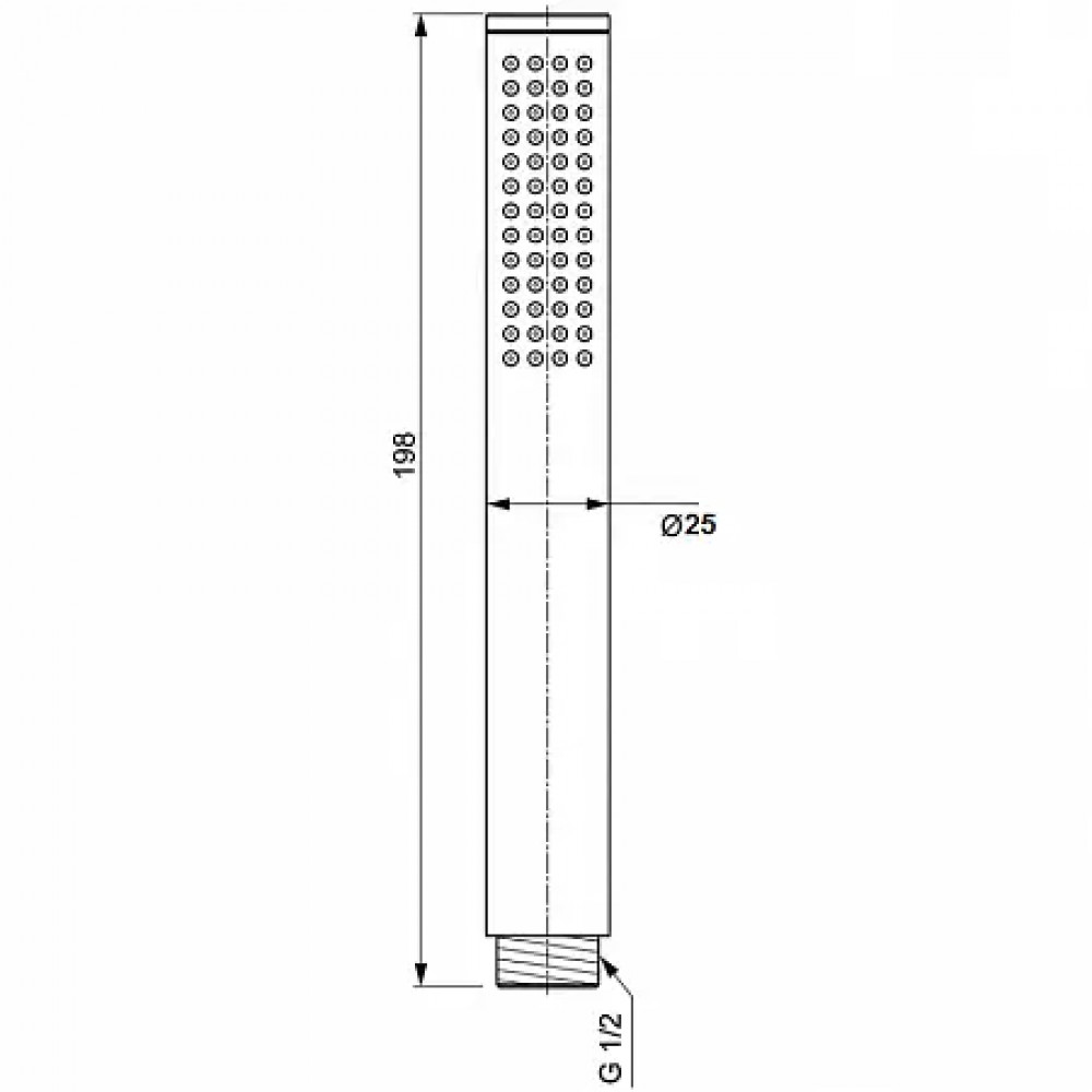 BC774A5 IDEALRAIN Металлический ручной душ типа Stick, цельный металлический корпус, цилиндрический дизайн, с логотипом Ideal Standard. Цветное покрыт