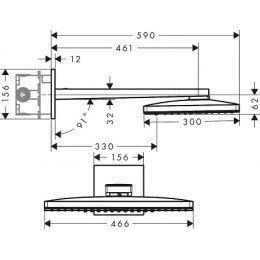24005600 Rainmaker Select Верхний душ 460 2jet с держателем, черный/хром