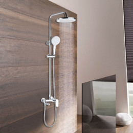 Душевая колонна с трехрежимной лейкой, со смесителем для ванны, с поворотным изливом, круглая, хром, Azario AZ-20R ARIZONA ROUND