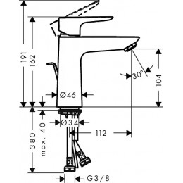 71712140 Talis E Смеситель для раковины 110, однорычажный, без сливного набора, шлифованная бронза