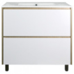 Комплект Тумба Stella 80/2Н дуб дымчатый (810*810*460) с раковиной Leon 7506-80 (2 места)