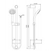 BA211AA Душевой гарнитур VIDIMA FRESH M (1-функциональная лейка 100 мм, штанга 600мм, шланг UF 1750 мм)