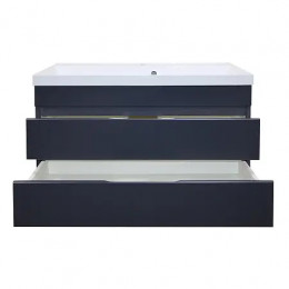 Комплект Тумба Эстима 100/2 подвесная с раковиной Астория 100 Графит