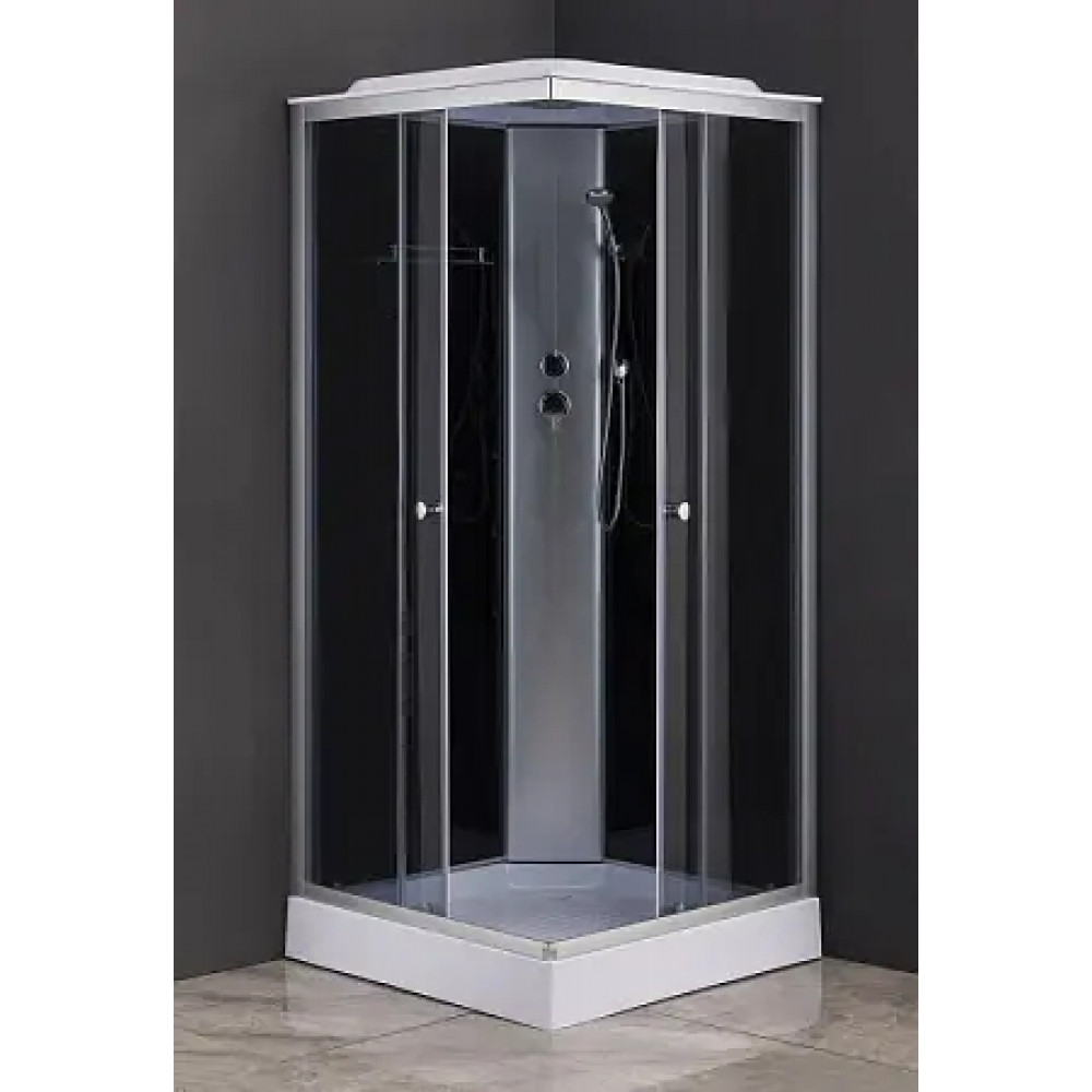 Душевая кабина CS-6411G, 100*100*215 низкая, серая, квадратная, стекло 4мм, поддон 13 см (4 места)