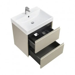 Ona Тумба под раковину 600, бежево-серый матовый 2 ящика (подходит раковина ZRU9307561, 732799E000, 73279A8000)