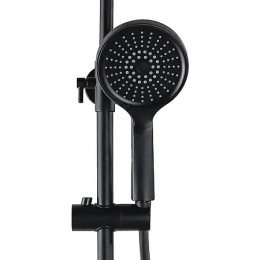 Душевая колонна с трехрежимной лейкой, со смесителем для ванны, с поворотным изливом, круглая, черная, Azario AZ-20BR ARIZONA ROUND