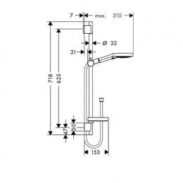 Душевой гарнитур Hansgrohe Raindance Select S 120 3iet 26630400 со штангой 65 см и мыльницей белый/хром