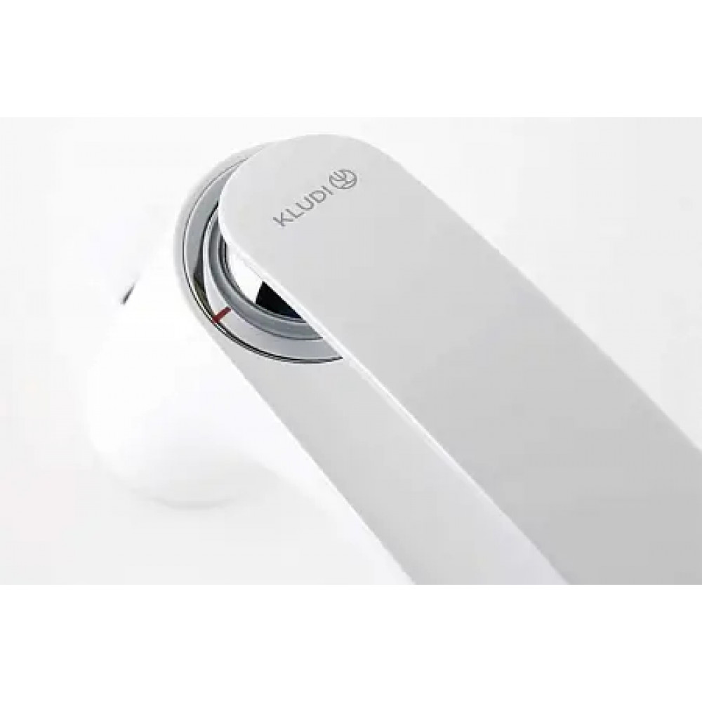 KLUDI BALANCE Однорычажный смеситель на умывальник, с донным клапаном, белый/хром DN 10, арт. 520239175