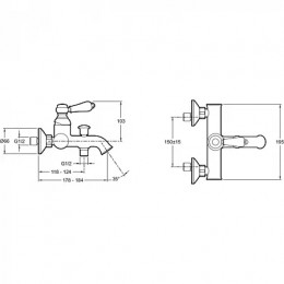 E24363-CP LOUISE Смеситель для ванны/душа, хром