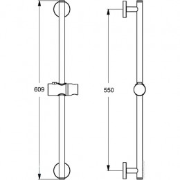 B9420AA IDEALRAIN Штанга 600 мм, хром, для версий S&M, Ø 21 мм, пластиковый слайдер, металлические крепления к стене