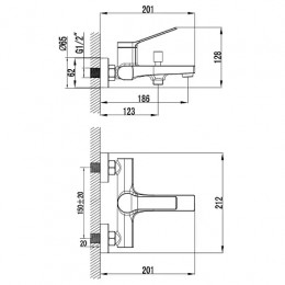 VISE Смеситель для ванны и душа с полным душевым набором, хром