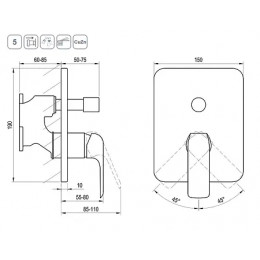 Смеситель настенный с переключателем FL 065.20 для R-box черный