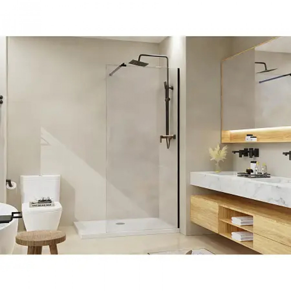 AZ-251-90-MB-CL Душевая перегородка Walk-in, 90x195-MB-CL, прозрачное стекло 8 мм, профиль матовый черный