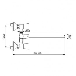 BA346AA QUADRO Смеситель для ванны/душа, с керамическим переключателем, монтаж на стандартных эксцентриках