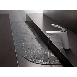 KLUDI BALANCE Однорычажный смеситель на умывальник, с донным клапаном, белый/хром DN 10, арт. 520239175