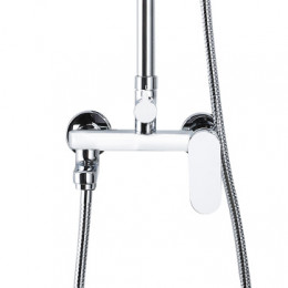 Душевая колонна с трехрежимной лейкой, со смесителем для ванны, с поворотным изливом, круглая, хром, Azario AZ-20R ARIZONA ROUND