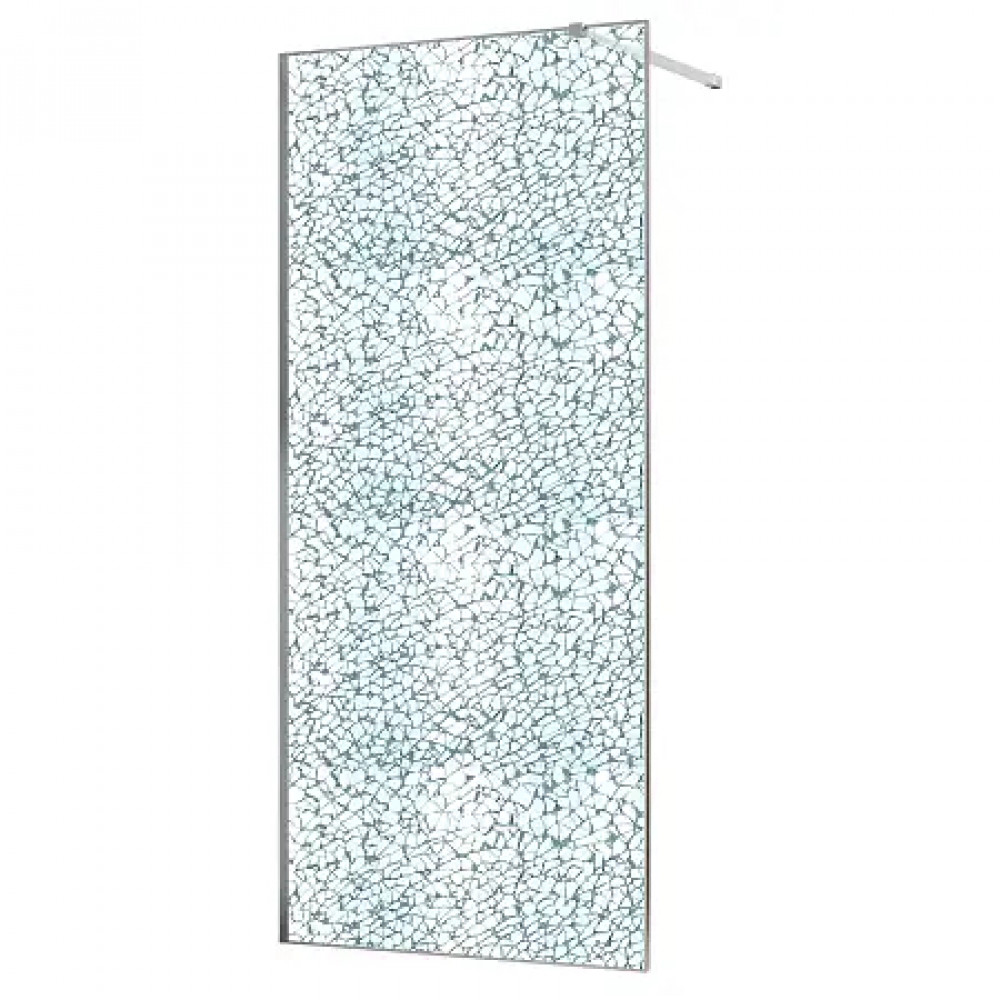 AZ-275-90-CH-CBR Душевая перегородка Walk-in, 90x200-CH-CBR, в рамке, Битое стекло, 4+5+4 мм, профиль хром