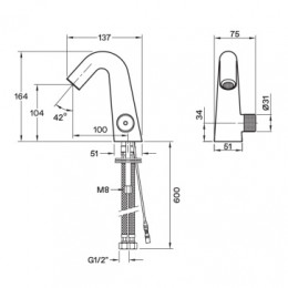 Смеситель Космо для раковины, электронный, 220В/6В, черный матовый