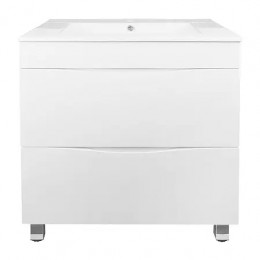 Комплект Тумба Santorini 60 (810*610*470) с раковиной Leon 7506-60 Белый Гляней
