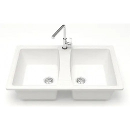 AZARIO кухонная мойка Elmas (780х500х190) Белая (сифон + герметик)