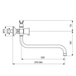 BA346AA QUADRO Смеситель для ванны/душа, с керамическим переключателем, монтаж на стандартных эксцентриках