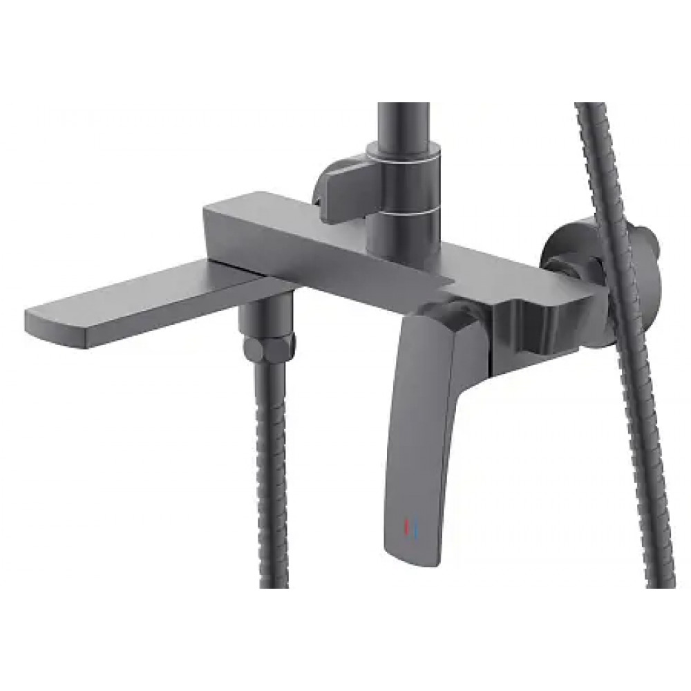 Conda Душевая система с квадратным тропическим душем, серый графит