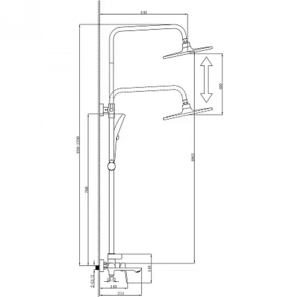 Alanti Душевая система с квадратным тропическим душем, черный матовый