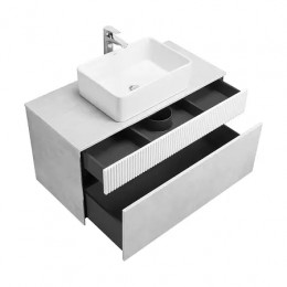 Марбл 100 Тумба-умывальник Слэйт/Белый матовый (Mila, Одри, Лола)