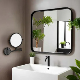 ALTRE Зеркало для ванной Ø150 мм подвесное, черный матовый