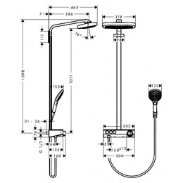 27127000 Raindance Select E 300 3jet Showerpipe, ½’, хром
