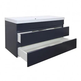 Комплект Тумба Эстима 100/2 подвесная с раковиной Астория 100 Графит