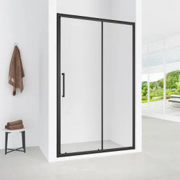 Дверь в нишу, раздвижная CS-AB03B-110 110x190, профиль черный матовый，6 мм прозрачное стекло