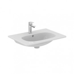 T351001 TESI Vanity Умывальник 60 см для монтажа соло с дизайн-сифоном или с подстольем TESI 60 см, с отверстием под смеситель, с отверстием перелива.