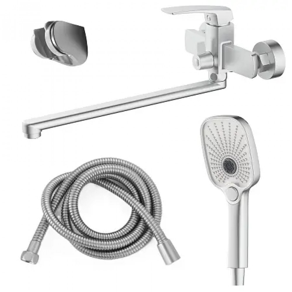 Conda Смеситель для ванны с ручным душем, длинный излив, сатин